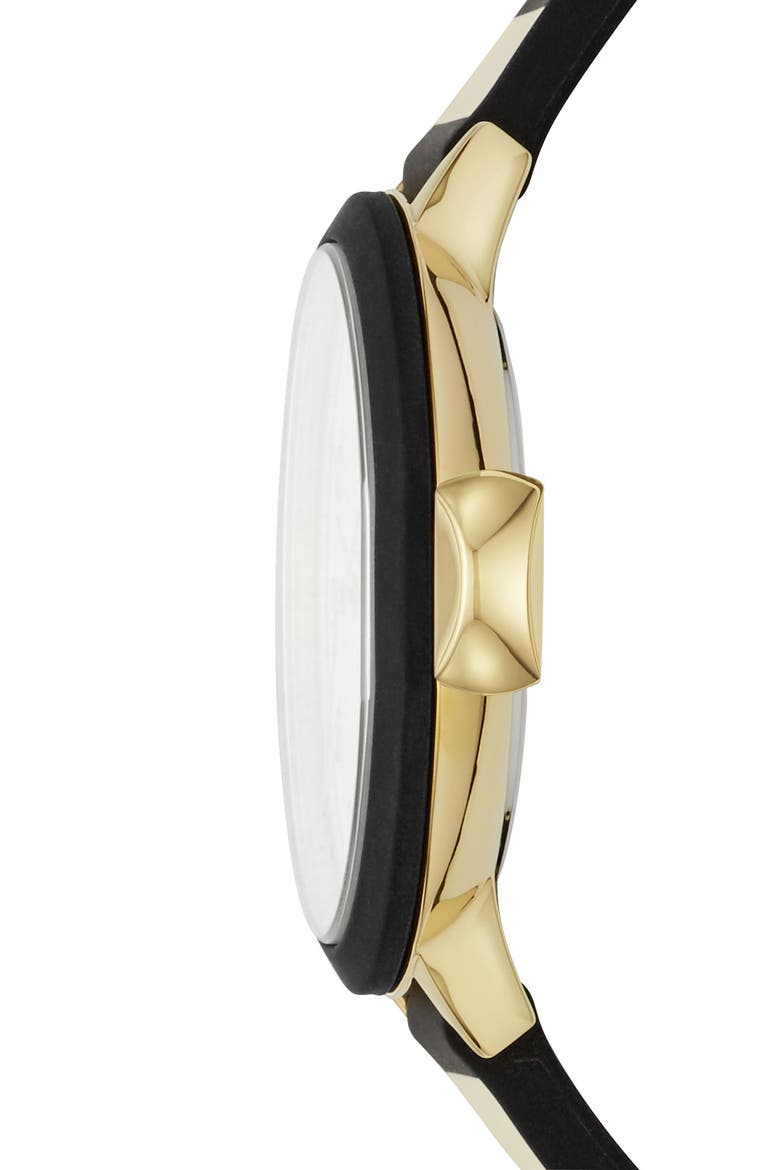park row silicone strap watch, 34mm, Alternate, color, BLACK/ GOLD/ BLACK