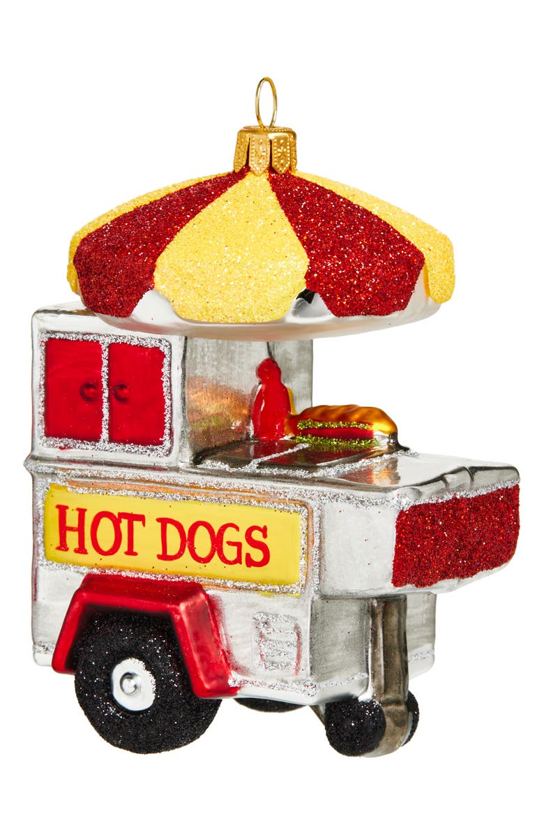 The Whitehurst Company Hot Dog Stand Glass Ornament, Main, color, Red Multi