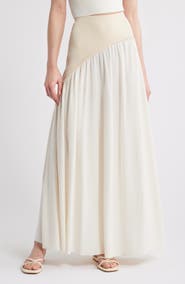 Solid & Striped The Soglio Asymmetric Rib Overlay Maxi Skirt