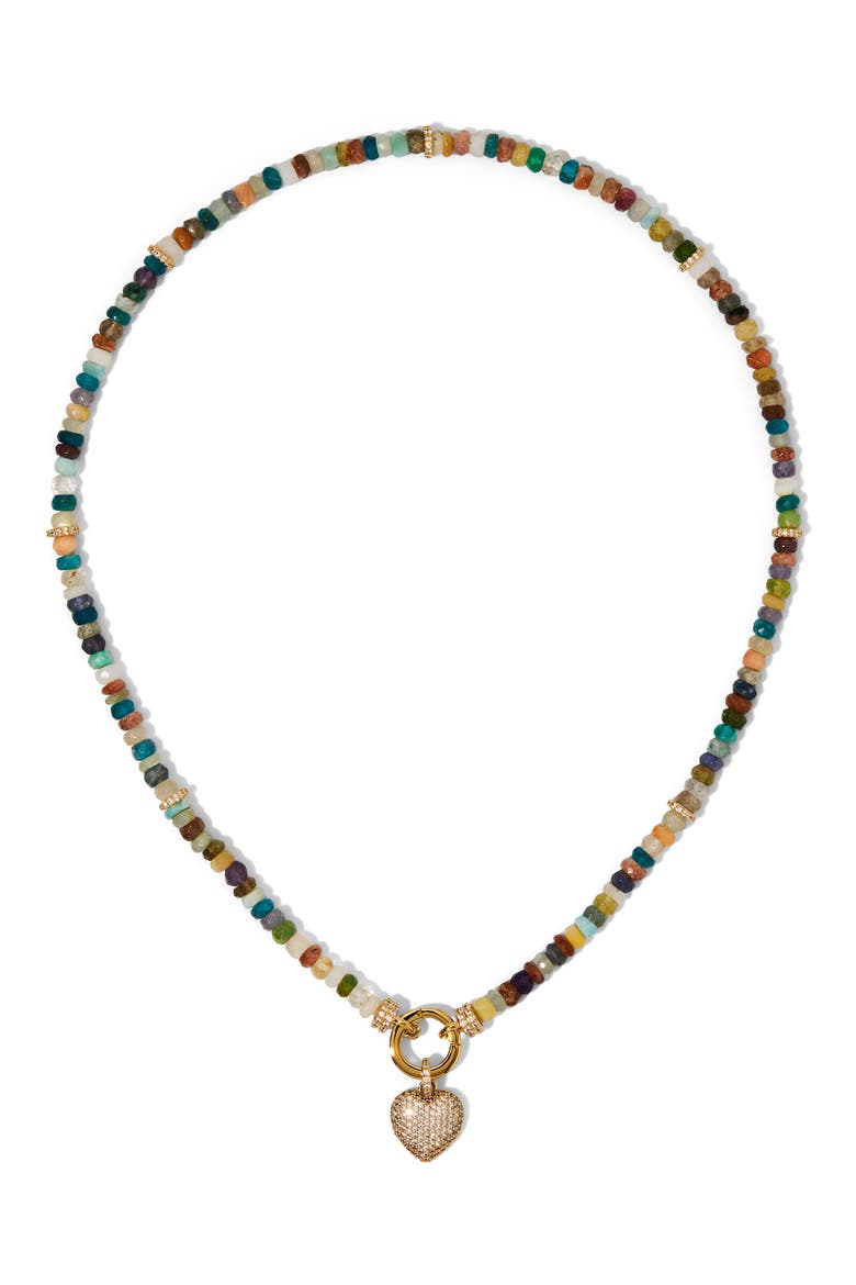 Beads of Paradise Pavé Cubic Zirconia Heart Pendant Necklace, Main, color, GOLD