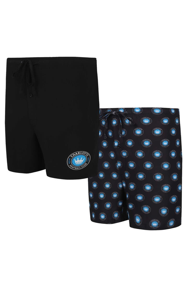 CONCEPTS SPORT Men's Concepts Sport Black Charlotte FC Gauge Two-Pack Shorts Set, Main, color, Black