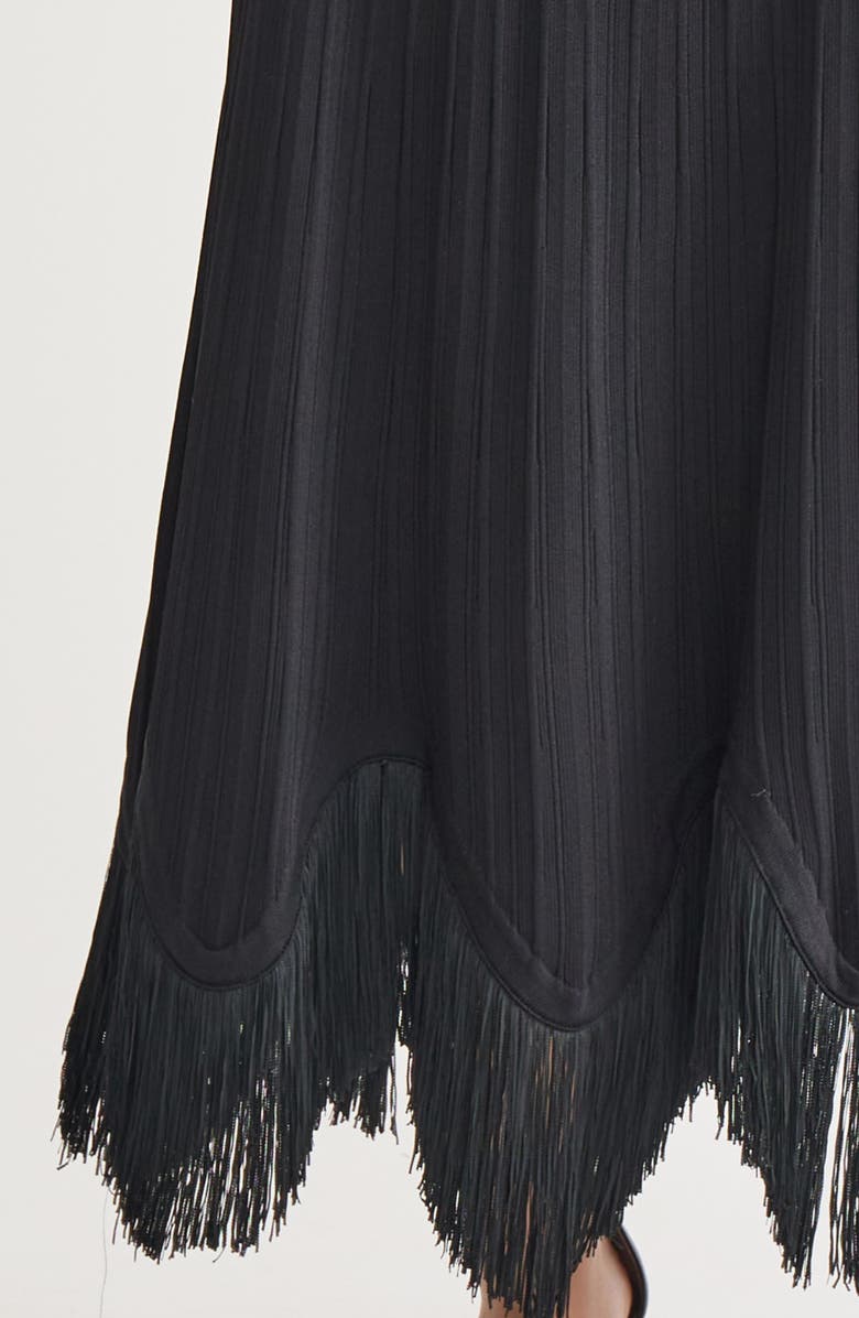 Misook x Lani Lynn Fringe Knit Skirt, Alternate, color, Black