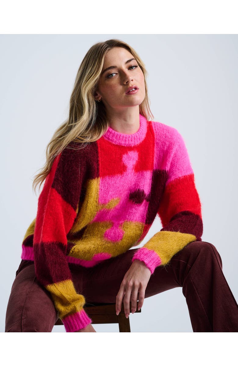 Lisa Todd Puzzled Italian Sweater, Main, color, Multi Puzzle