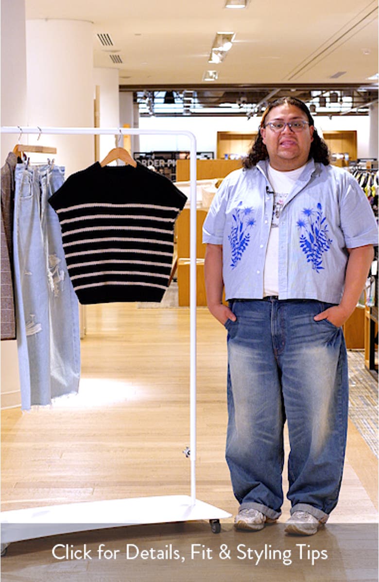 Quinn Stripe Mock Neck Cotton Blend Sweater, sales video thumbnail