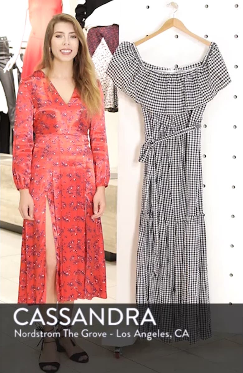 Off the Shoulder Gingham Maxi Dress, sales video thumbnail