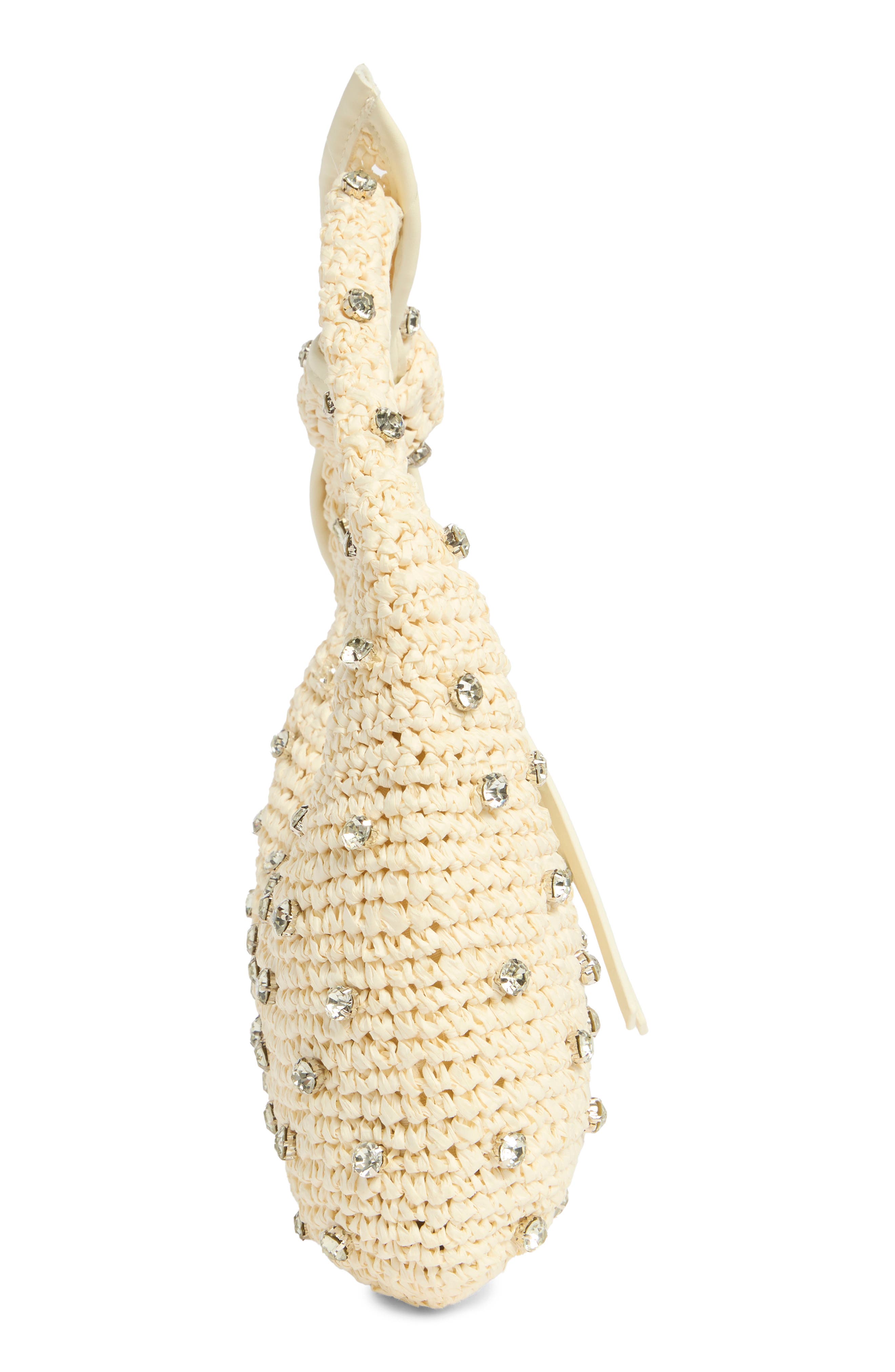 Jessa Crystal Embellished Raffia Shoulder Bag, Alternate, color, IVORY