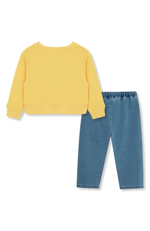 Peek Essentials Love Appliqué Graphic Sweatshirt & Knit Pants Set In Yellow