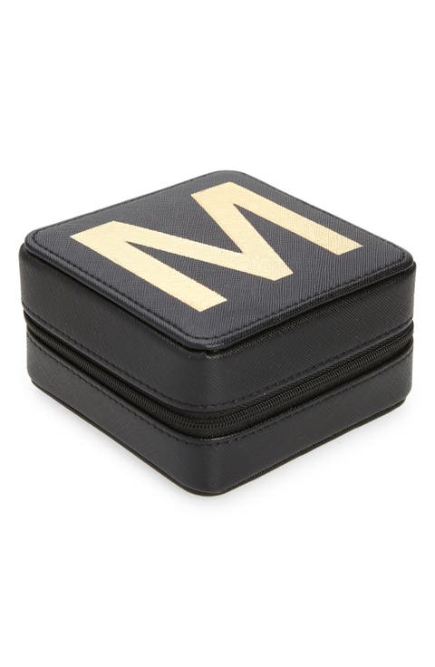 Initial Zip Square Jewelry Box