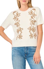 Parker Embroidered Short Sleeve Crewneck Sweater