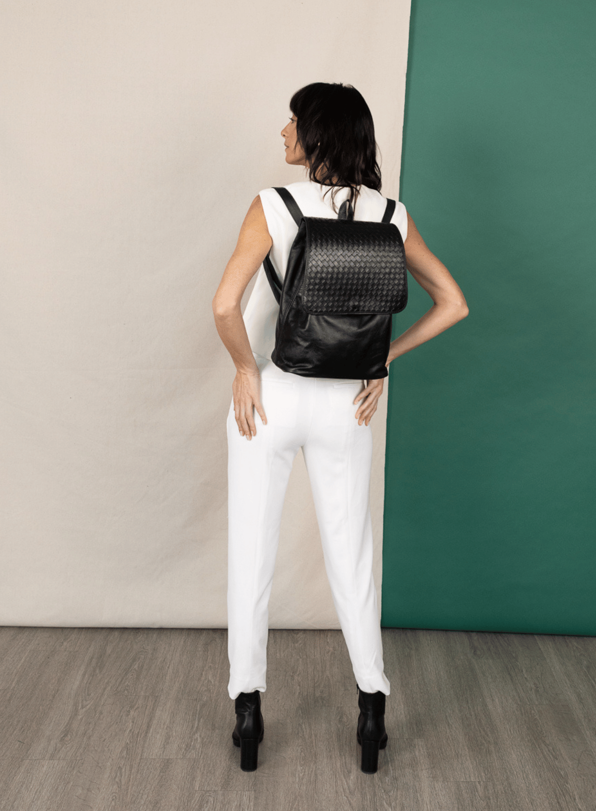 Deux Mains Woven Backpack, Alternate, color, Black