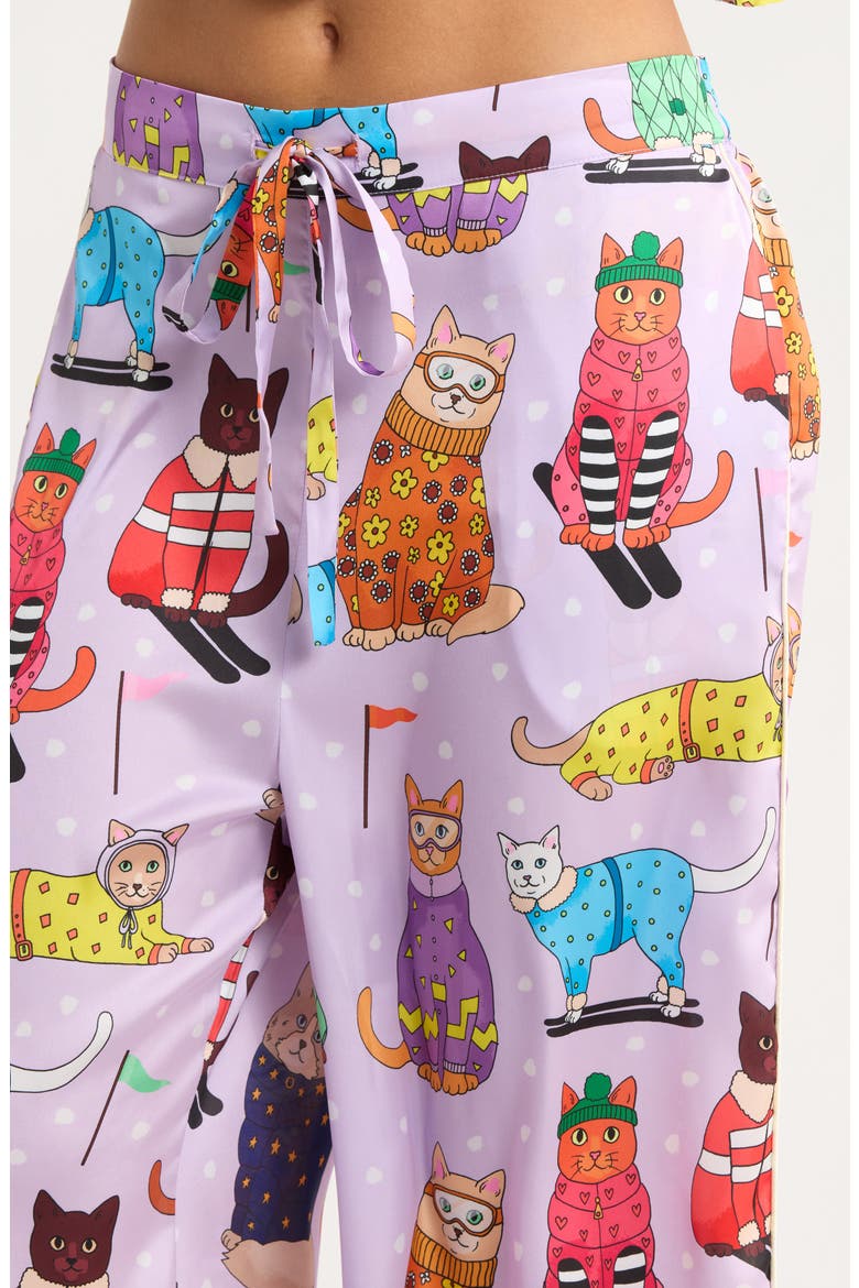Skiing Cats Classic Pajama Set, Alternate, color, LILAC