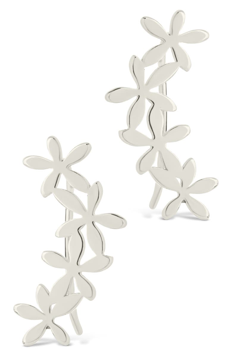 Sterling Forever Carly Floral Ear Crawlers, Alternate, color, Silver