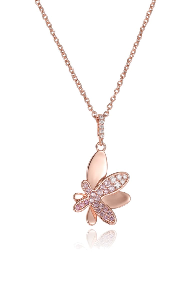 Pavé Butterfly Pendant Necklace, Main, color, Rose Gold/Pink