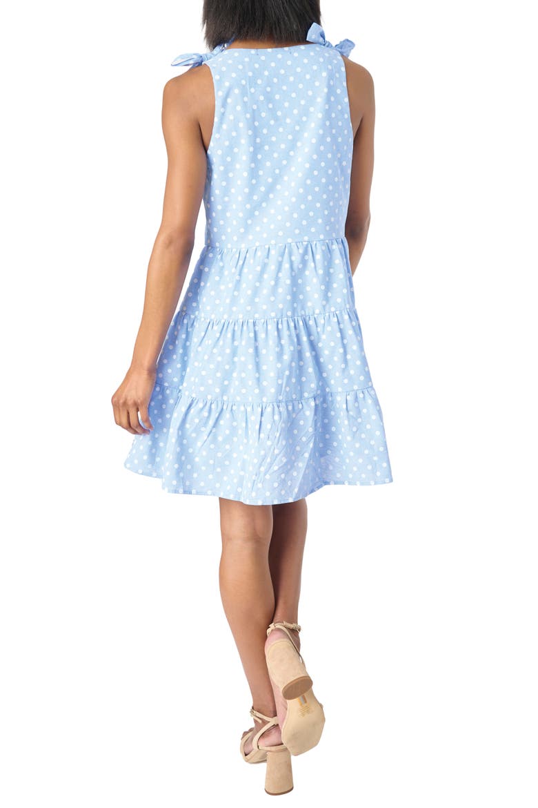 Polka Dot Tie Strap Tiered Cotton Dress, Alternate, color, FRENCH BLUE DOT