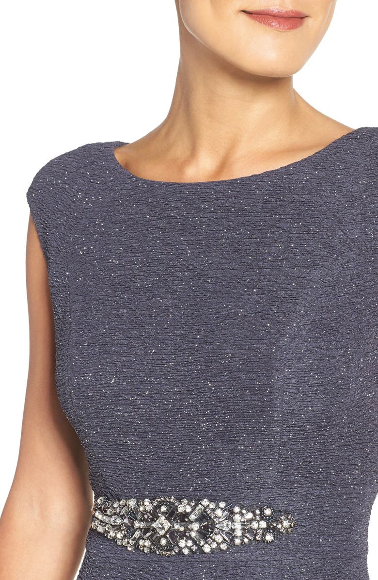 Eliza J Embellished Glitter Knit Fit & Flare Dress, Alternate, color, 