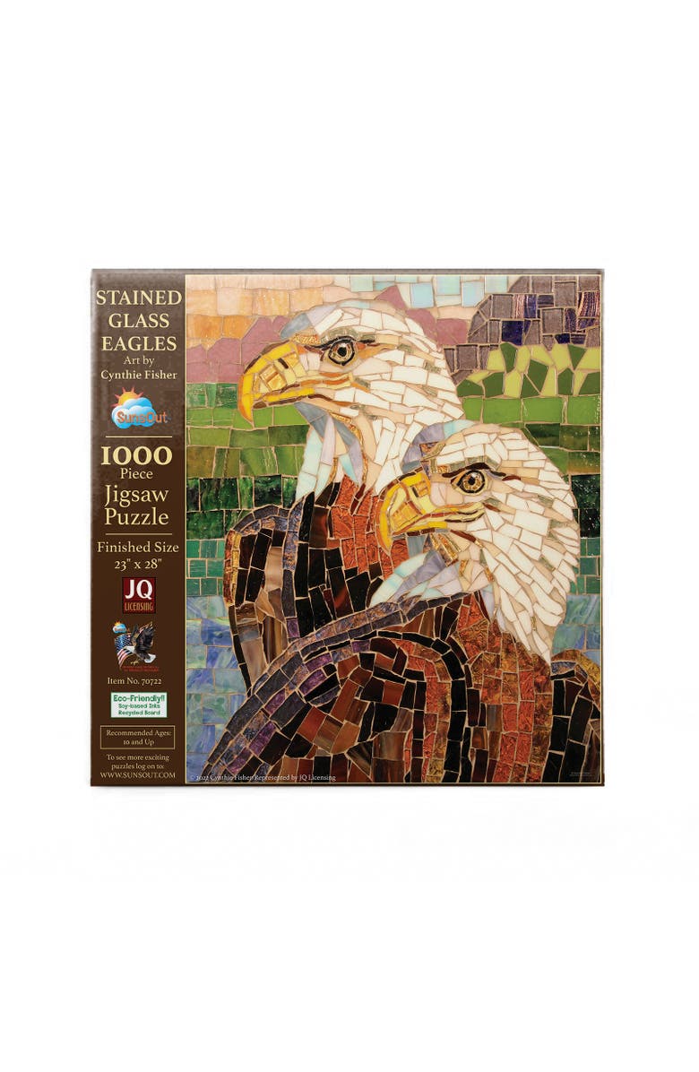 Sunsout Stained Glass Eagles 1000 piece Jigsaw Puzzle for Adults, Alternate, color, Multicolor