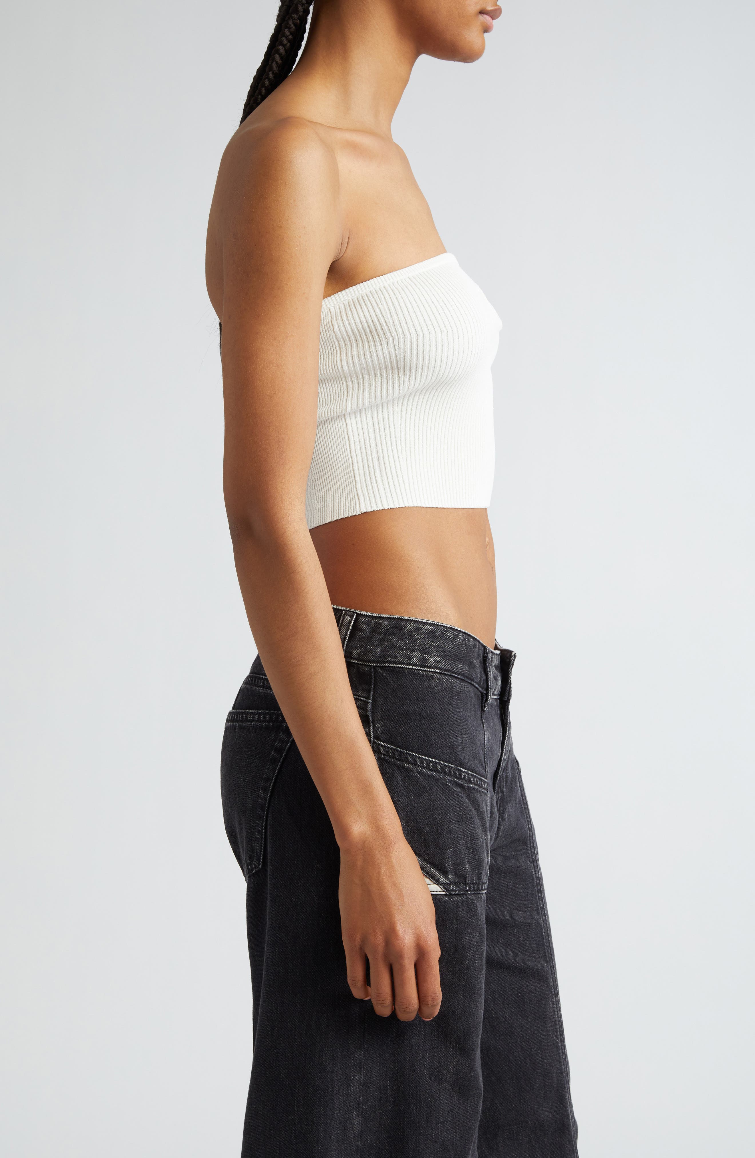 Clarksvillex Logo Embellished Cutout Rib Tube Top (Women) | Nordstrom