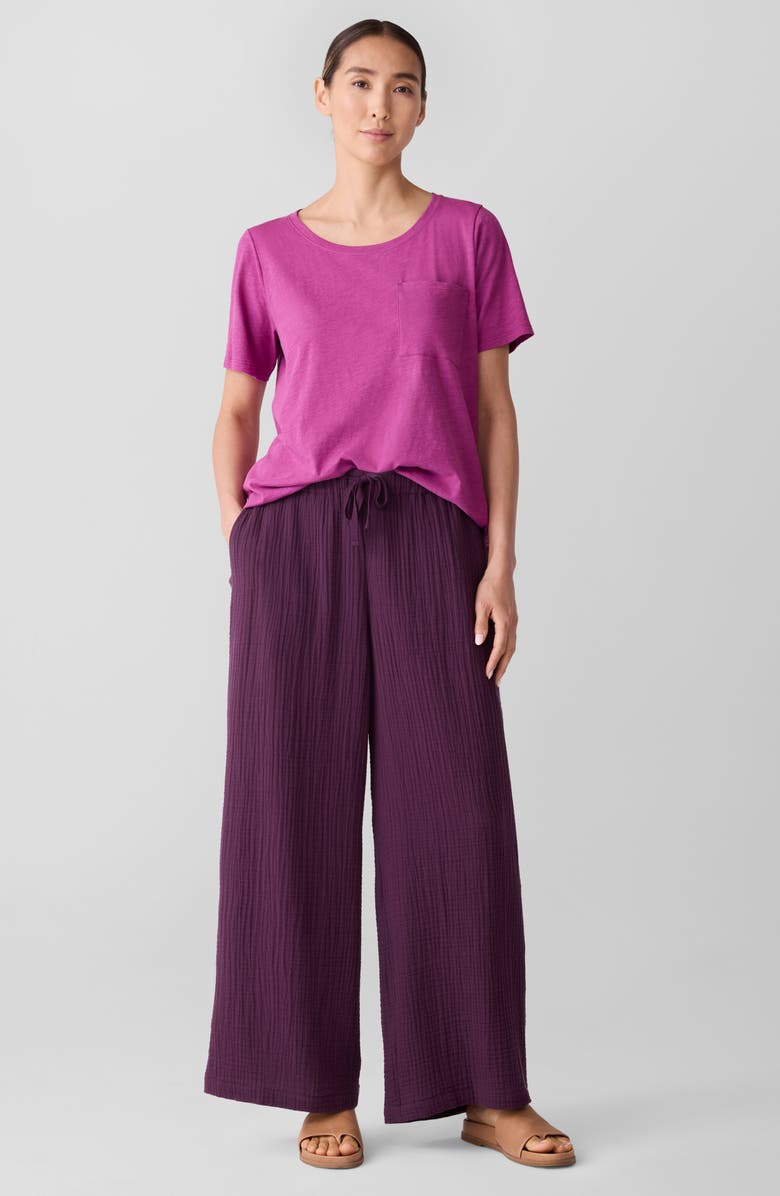Eileen Fisher Crewneck Pocket Organic Cotton T-Shirt, Alternate, color, Grape