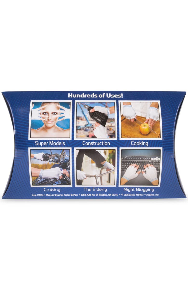 Archie McPhee White Fingerless Cotton Gloves, Alternate, color, Multicolored