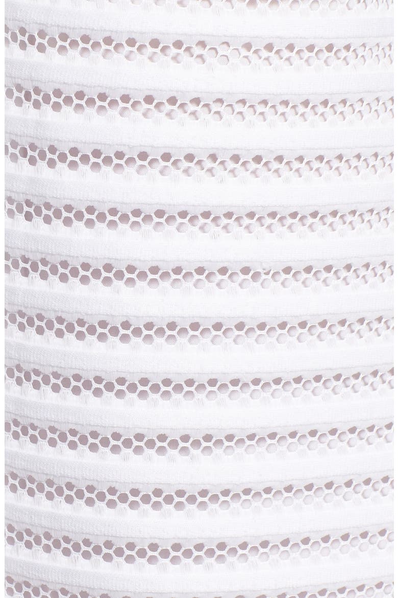 Eyelet Stripe Fit & Flare Dress, Alternate, color, WHITE