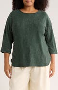 MAX STUDIO Three-Quarter Sleeve Rib Top