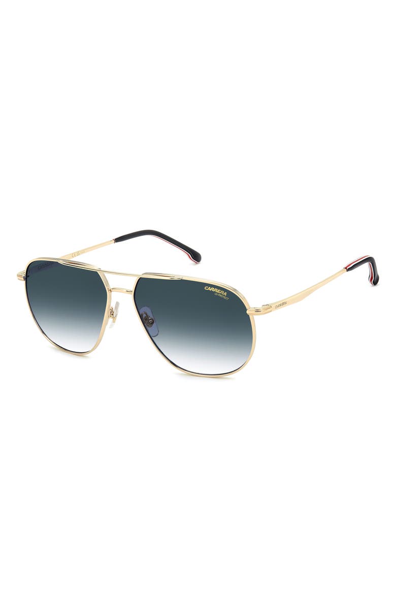 Carrera Eyewear 61mm Gradient Navigator Sunglasses, Alternate, color, Gold/ Black Red/ Dark Blue