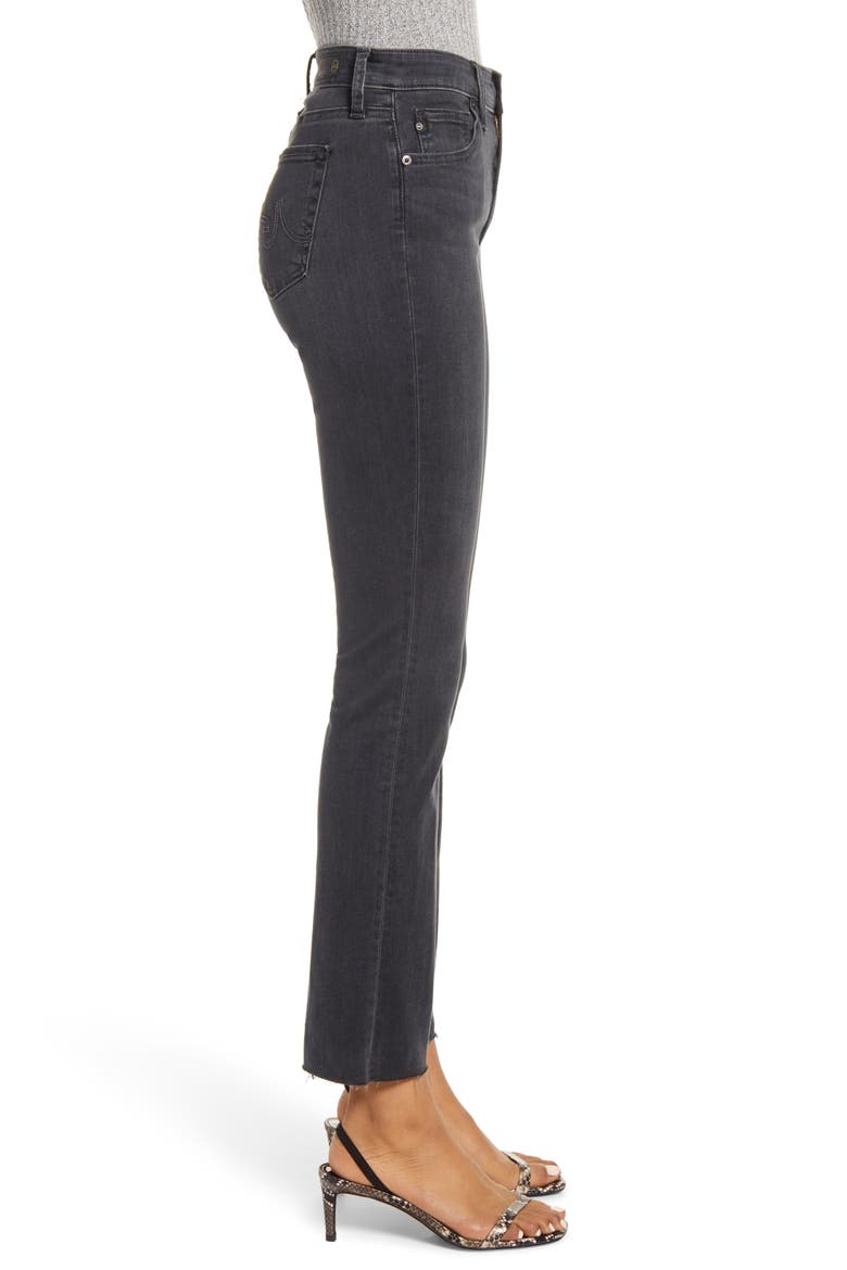 Mari High Waist Raw Hem Slim Straight Leg Jeans, Alternate, color, PRESSURE