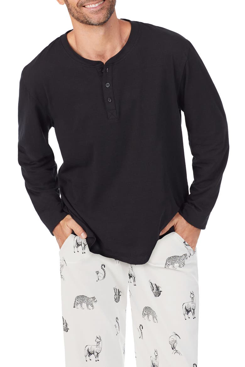 Wild Animals Henley Pajamas, Alternate, color, WILD ANIMALS
