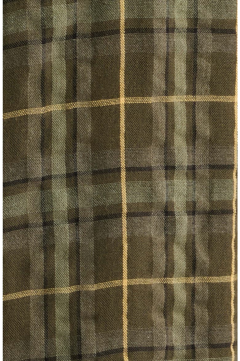 Crinkle Plaid Cotton Blend Button-Up Shirt, Alternate, color, OLV