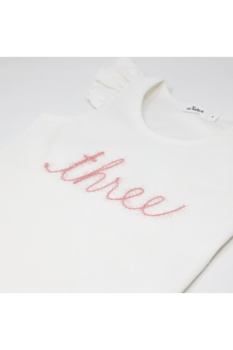 "three" Pink Embroidered Cotton Baby Rib Flutter Sleeve Tank, Alternate, color, Cream