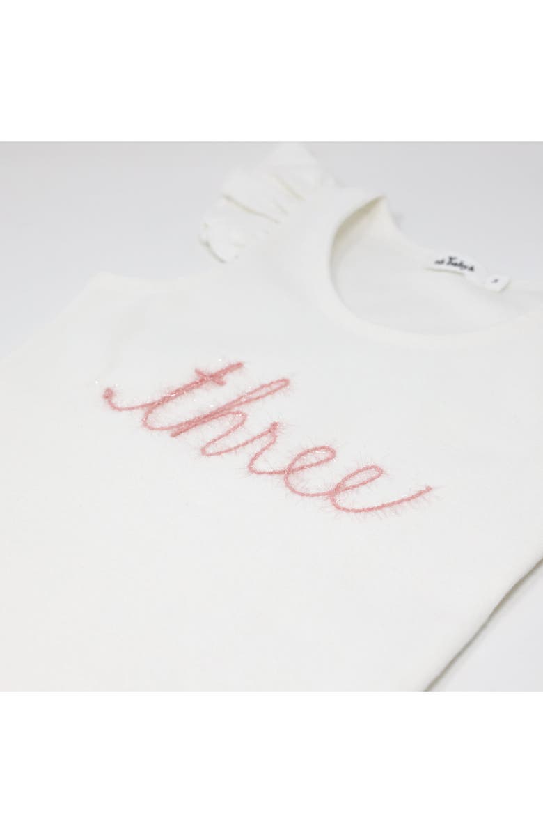 oh baby! "three" Pink Embroidered Cotton Baby Rib Flutter Sleeve Tank, Alternate, color, Cream