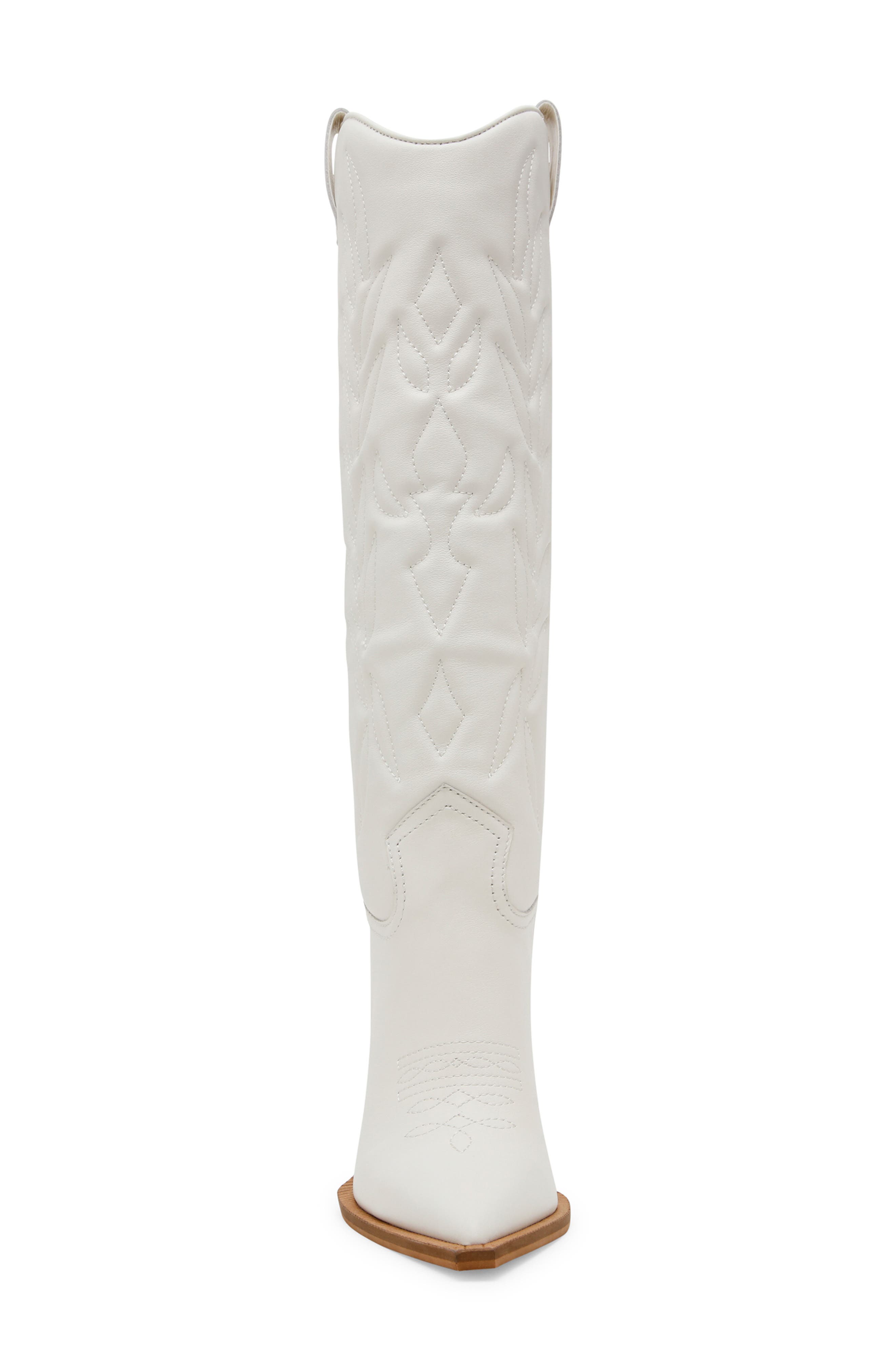 Kinzee Pointed Toe Western Boot, Alternate, color, WHITE LEATHER