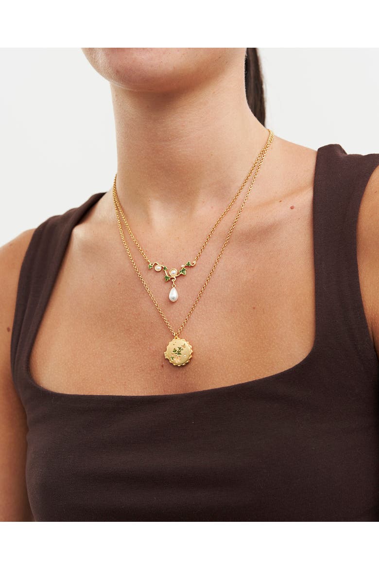 Ivy & Pearl Necklace, Alternate, color, Gold