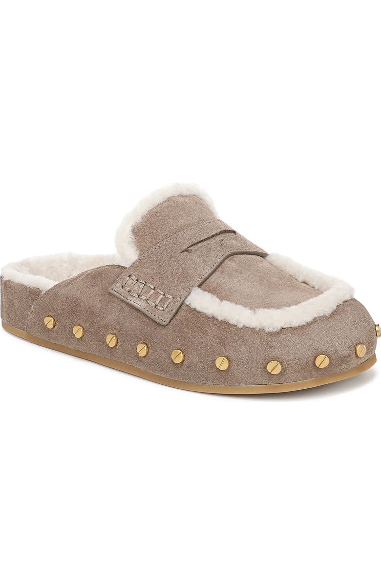 Veronica Beard Fenix Genuine Shearling Mule, Main, color, Bark Ecru