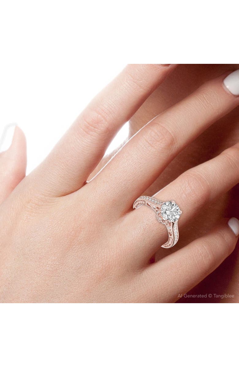 Bliss Diamond 1 1/4Ct Gold Diamond (1ct center) Lab Grown Deco Engagement Ring 14K, Alternate, color,