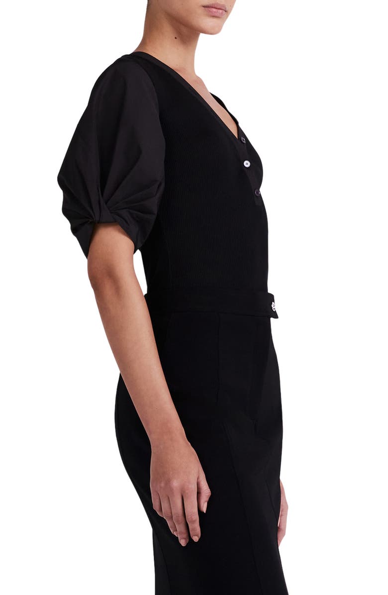 Fallon Puff Sleeve Mixed Media T-Shirt