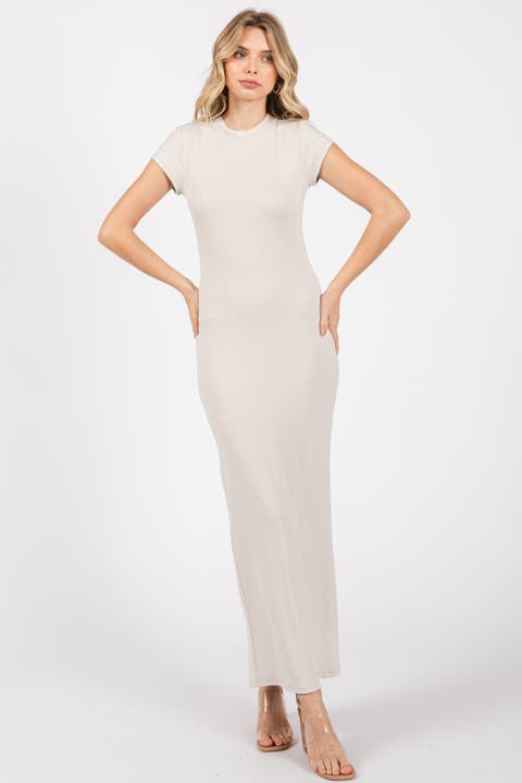 Fitted Short Sleeve Maxi Dress