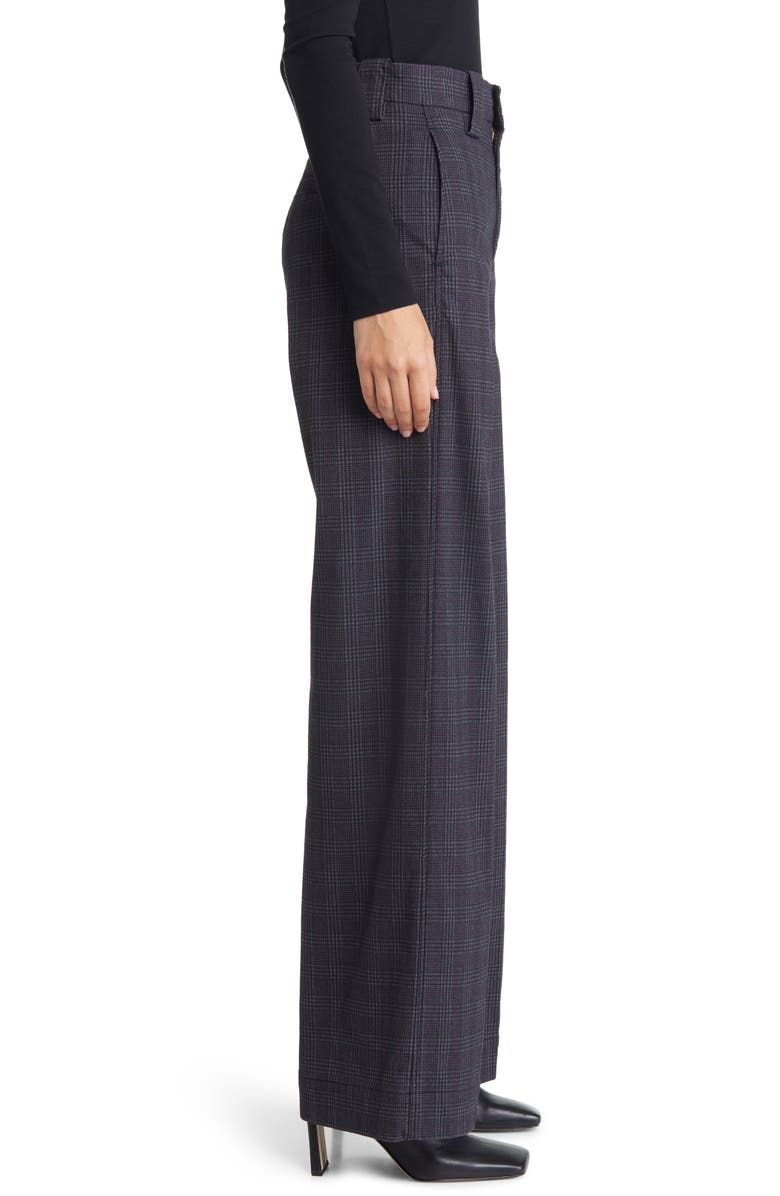 AG Deven Plaid High Waist Wide Leg Pants, Alternate, color, Small Rue Maroon