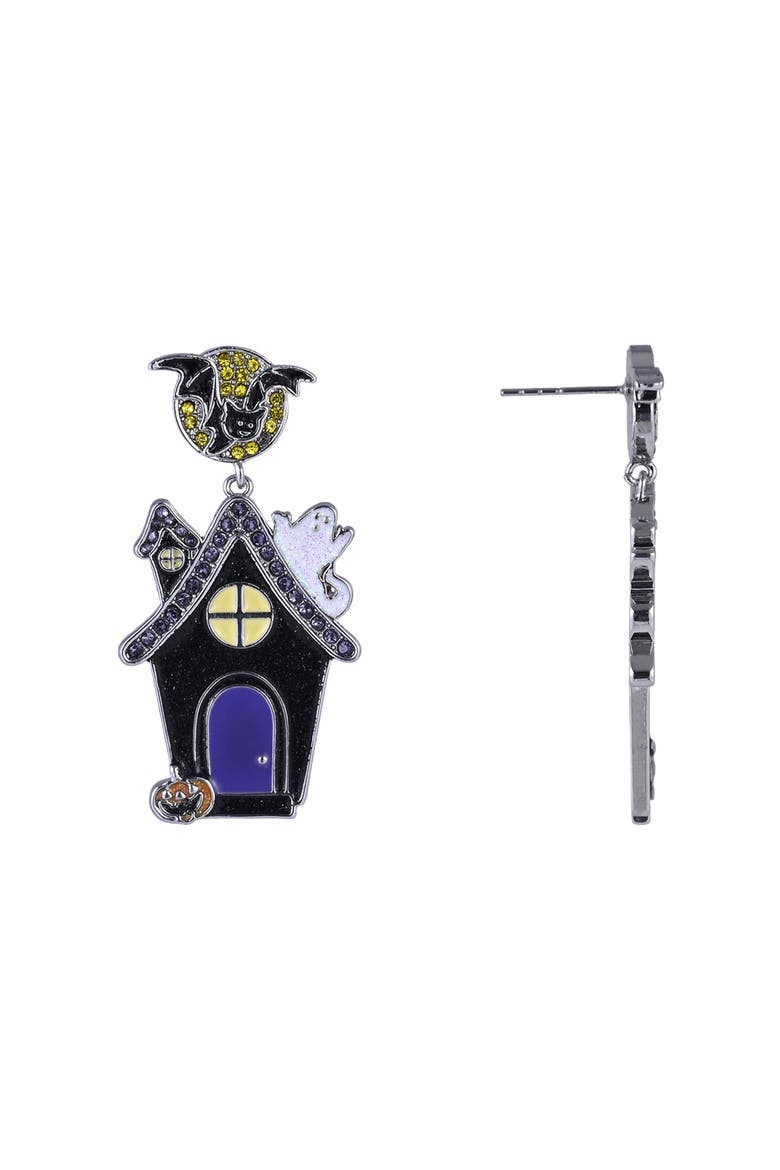 Halloween Haunted House Earrings, Alternate, color, Purple