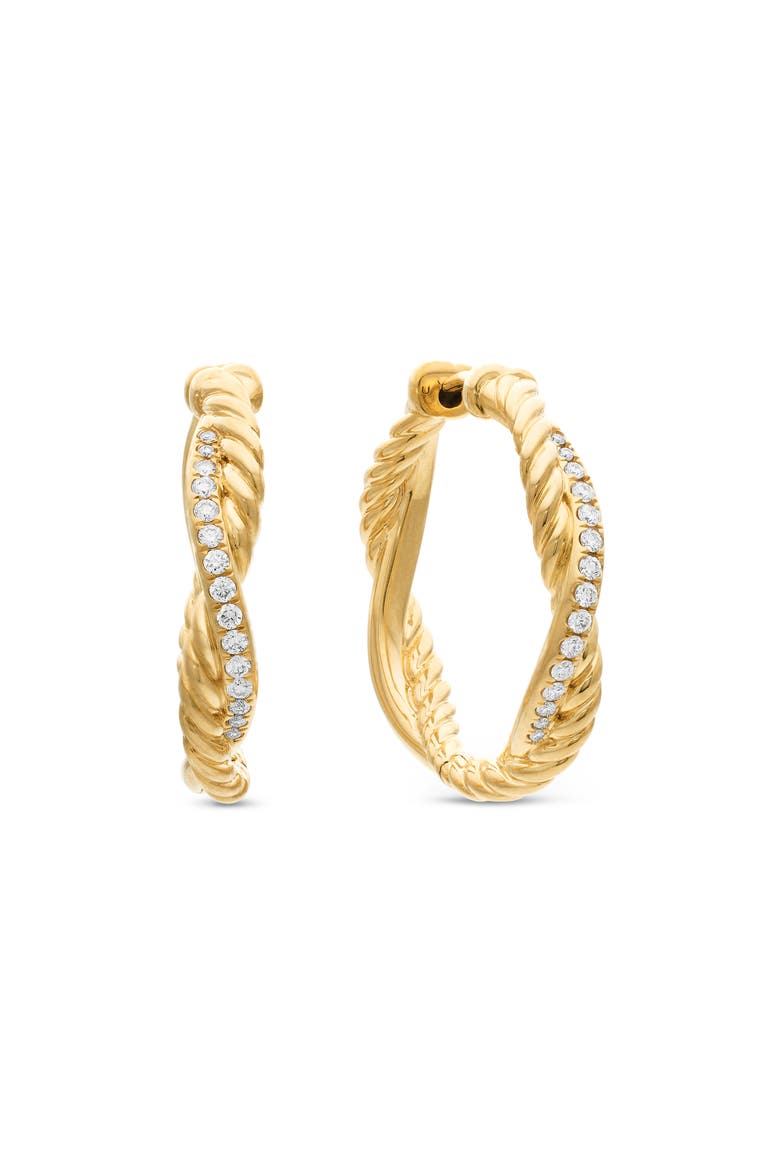 Petite Infinity Hoop Earrings in 18K Yellow Gold with Pavé Diamonds, Main, color, 18K YELLOW GOLD