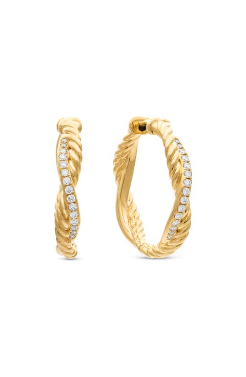 Petite Infinity Hoop Earrings in 18K Yellow Gold with Pavé Diamonds
