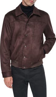 DKNY Faux Suede Trucker Jacket