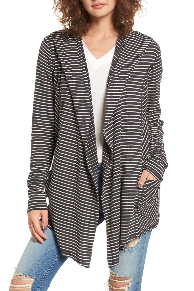 Make Way Thermal Hooded Cardigan, Main, color, OFF BLACK
