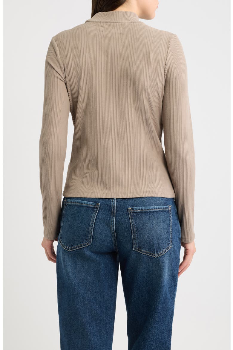 Mock Neck Long Sleeve Shirt, Alternate, color, MUSHROOM