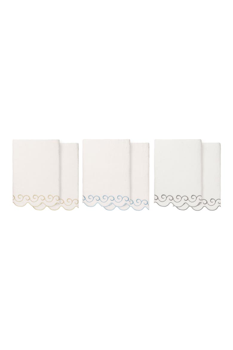 Simplicity Scallop 2-Piece Bath Towel Set, Alternate, color, WHITE/ BEIGE