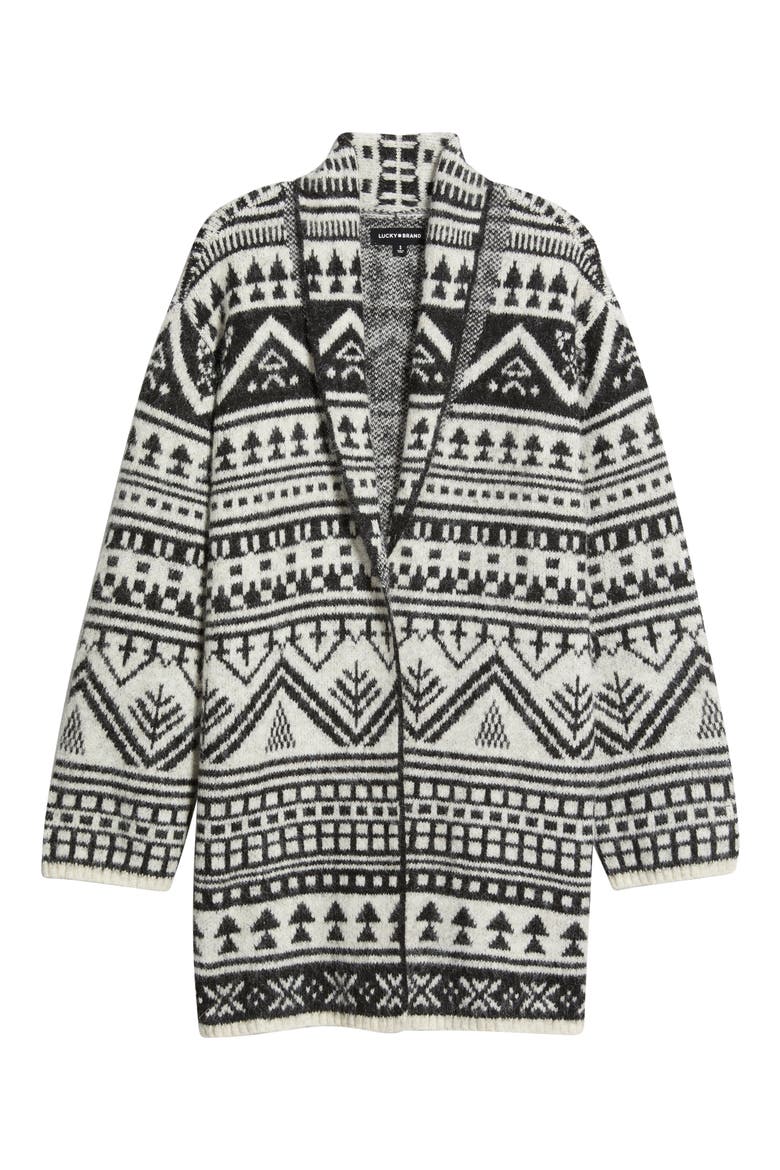 Fair Isle Shawl Collar Cardigan, Alternate, color, CAVIAR MULTI