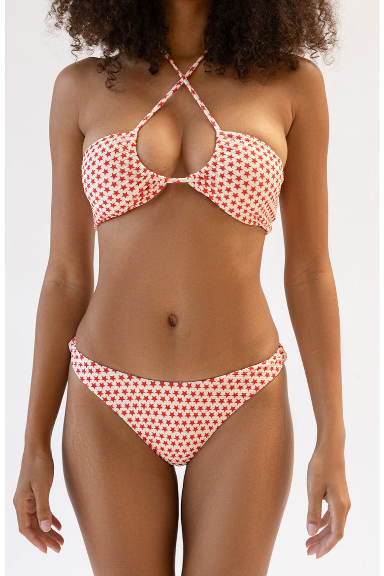 Amalfi String Tie Bandeau Bikini Top, Alternate, color, Rockstar