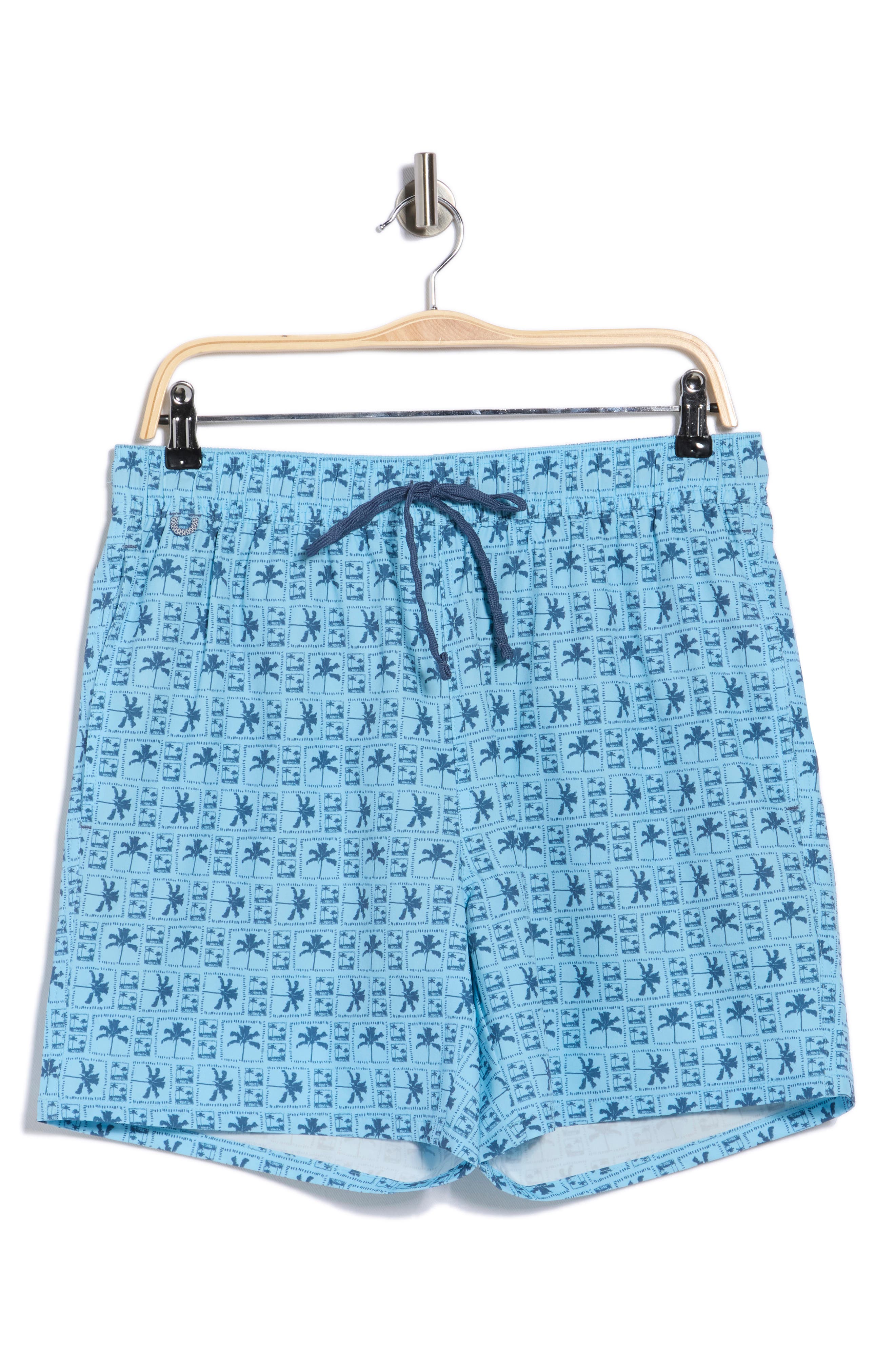 Rainforest Palm Grid Swim Trunks In Blue