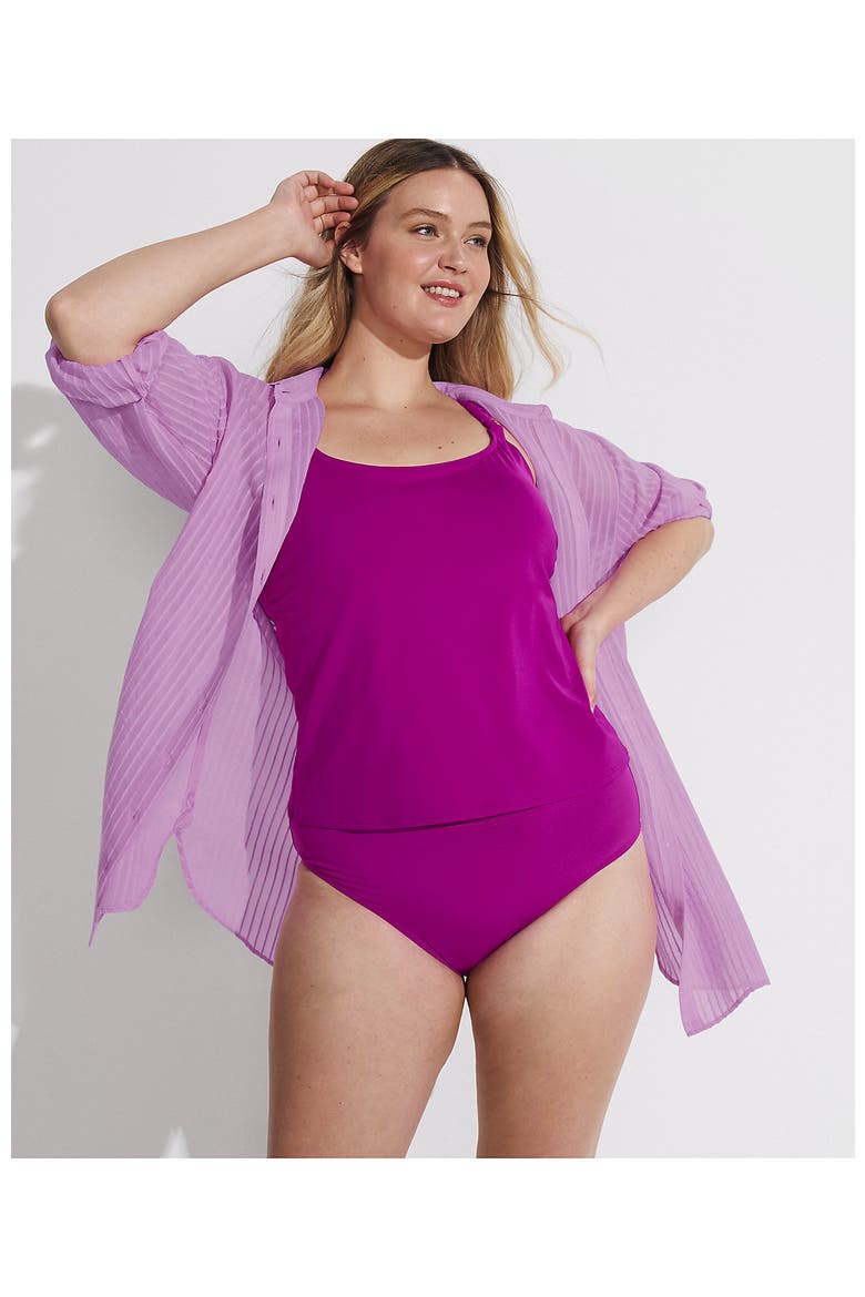 Macrame Tankini Top, Alternate, color, Crimson Rose