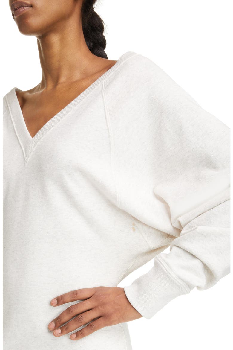 Manuela Long Sleeve V-Neck Sweatshirt Dress, Alternate, color, ECRU